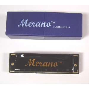  Merano HA10 Blues Harmonica,Key of D   Black Musical Instruments