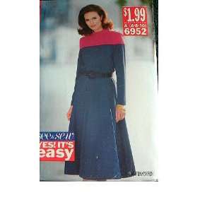  MISSES DRESS SIZE 6 8 10 EASY SEE & SEW BY BUTTERICK 6952 
