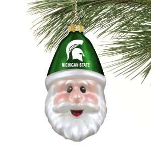  Michigan State Spartans Blown Glass Santa Cap Ornament 