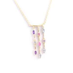  Necklace plated gold Scarlett pink blue purple. Jewelry