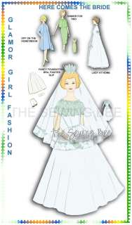 Glamor Girl BARBIE Here Come bride doll Pattern 11 1/2  