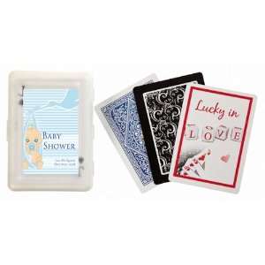 Wedding Favors Blue Stripe Stork Theme Personalized Playing Card 