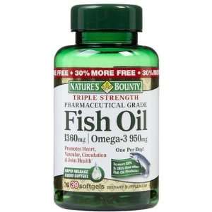Natures Bounty High Concentrated Fish Oil 1,360 mg Softgels, 30 ct 