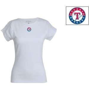 Texas Rangers Womens Signature T shirt by Antigua Sport   White Extra 