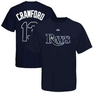  MLB Majestic Tampa Bay Rays #13 Carl Crawford Navy Blue 