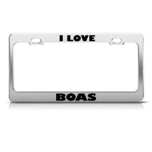  I Love Boas Boa Animal Metal license plate frame Tag 