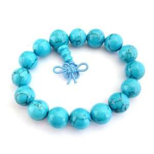   Howlite Turquoise Beads Tibetan Buddhist Wrist Mala Bracelet: Jewelry
