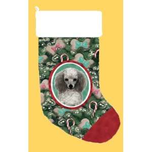 Poodle Toy Silver Christmas Stocking