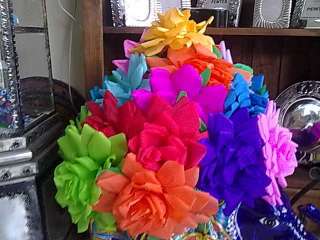 Large 10 Mexican Roselike Paper Flowers   Bouquet of 6  