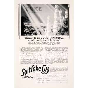  1927 Ad Salt Lake City Bryce Canyon Chamber Commerce Zion 