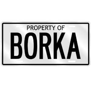  NEW  PROPERTY OF BORKA  LICENSE PLATE SIGN NAME