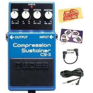  Boss CS 3 Compressor/Sustainer Pedal Bundle with 10 Foot 