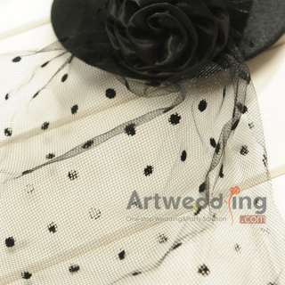   Wedding Hat with Flower and Feather (Watermelon/Black/White/Purple