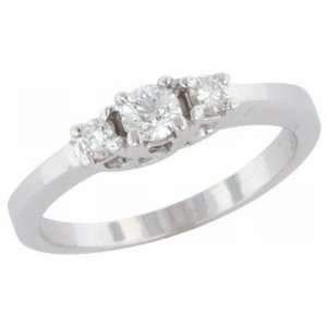  14K White Gold 3 Stone Diamond Engagement Ring 0.38 TCW Jewelry