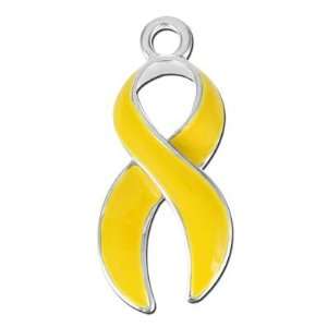  24mm Bright Yellow Enameled Pewter Awareness Ribbon Charm: Arts 