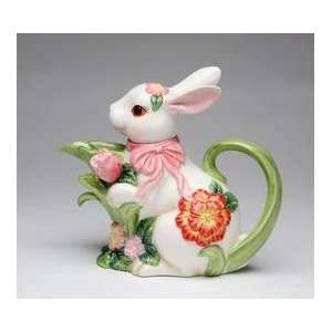   with Pink Ribbon and Flower Designs Teapot Collectible