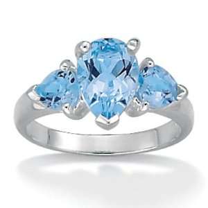   Jewelry Sterling Silver Pear and Heart Shaped Blue Topaz Ring Jewelry