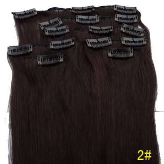 18 clip human hair extensions #2 dark brown hot bid  