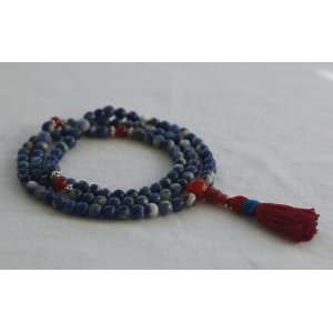    6mm Sodalite and Carnelian Mala Prayer Beads 