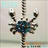 Blue Crystal Crab European Charm Fit Bracelet B256  