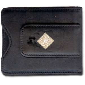   Club Logo on Black Leather Money Clip / Credit Card Holder: Sports