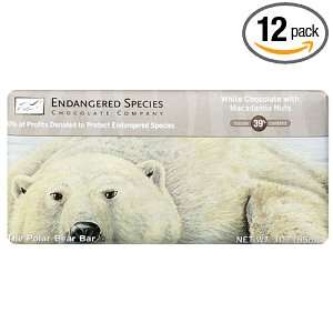 Endangered Species Polar Bar, White Chocolate with Macadamia Nuts, 3 