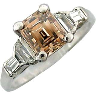 75ctw Fancy Cognac Engagement Diamond Ring Platinum  