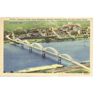 1950s Vintage Postcard   Centennial Bridge across Mississippi River 