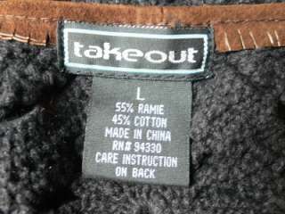 Takeout Black Cotton Crochet Open Weave L/S Sweater Top L  