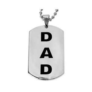   Two Tone Stainless Steel DAD Dog Tag Pendant   24in pendants: Jewelry