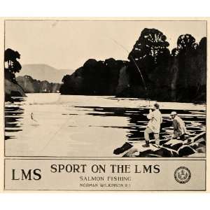  1927 Norman Wilkinson Salmon Fishing LMS Poster Print 