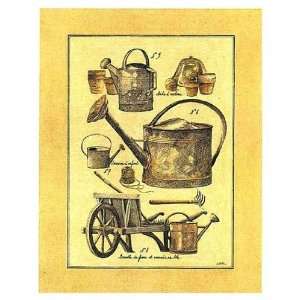  Arrosoirs et brouette by Laurence David 14x18: Kitchen 