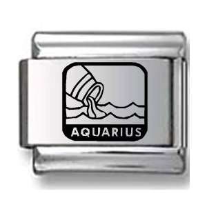    Aquarius the Water Carrier Black Laser Italian Charm: Jewelry
