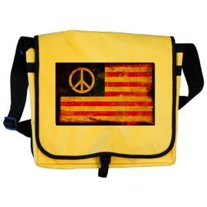  Messenger Bag Worn US Flag Peace Symbol: Everything Else