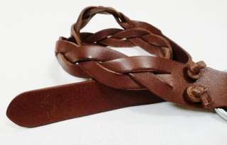 NEW Polo Ralph Lauren Brown Braided Leather Pony Belt  