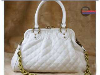   White PU Leather Handbag Brass Grommet Shoulder Bag Totes BP04c  