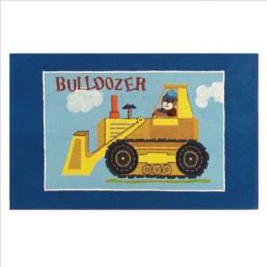  Bulldozer Blue / Light Blue Kids Rectangular Rug Size 28 