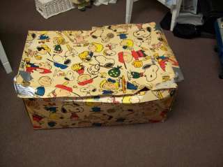 Vtg Peanuts Charlie Brown Snoopy Large Cardboard Storage Box  