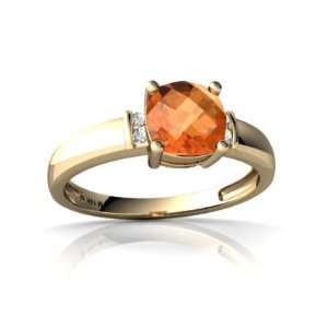  14K Yellow Gold Cushion Fire Opal Ring Size 4.5: Jewelry