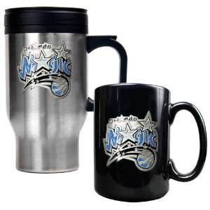 Orlando Magic NBA Stainless Steel Travel Mug & Black Ceramic Mug Set 