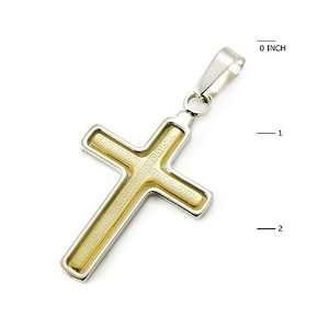   Steel Gold Plated Greek Key Mens Cross Pendant: TrendToGo: Jewelry