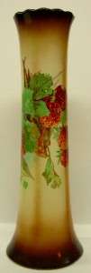 Antique Victorian Porcelain Tall Cylinder Flower Long Stem Vase Red 