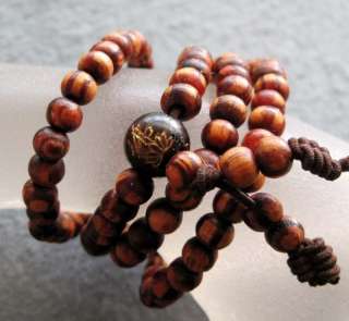 Tibet Buddhist 108 Wood Prayer Beads Mala Necklace  