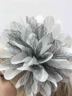 Large Shimmer Fabric Hair Fascinator w matellic lace Hairpin Powder 