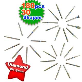 180x Dental Diamond FG Burs φ1.6mm 30 Mixed Shapes SALE  