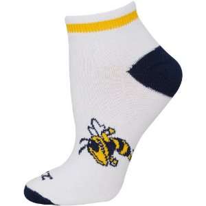   Yellow Jackets Ladies White Flat Knit Ankle Socks: Sports & Outdoors