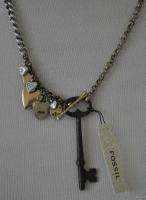   Luv Love Story KEY Lock Hearts Charm Necklace Vtg Inspired Split Chain