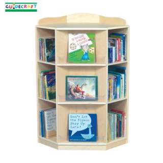 New Wooden Kids Wood Corner Book Nook Storage Shelves  
