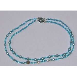    Baby Blue Glass Pearl Bead Necklace Recovery AA: Home & Kitchen