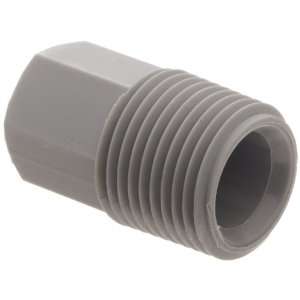 Tefen Nylon 66 Pipe Fitting, Adapter, Gray, 3/8 NPT Male x 3/8 NPT 